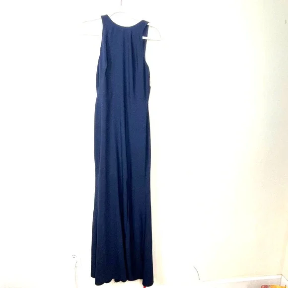 Dessy Collection Vivian Diamond Blue Midnight Bow-Back Trumpet Gown NWT Size 2 R - Picture 2 of 9